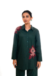 Hand Embroidered 3-D Floral Co - Ord Set